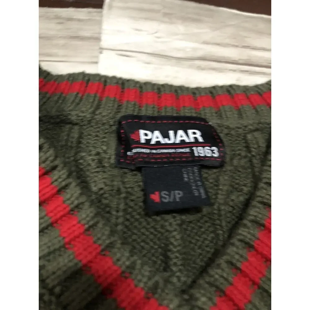 Pajar Canada Sweater Mens Small Cable Knit Green Pullover Sweatshirt N77